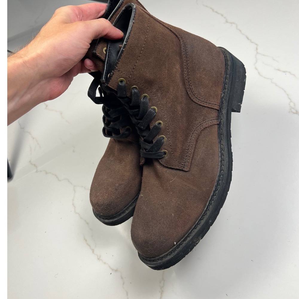 Frye Combat Boots Mens Brown Suede Lace Up Ankle DBN Size 11.5